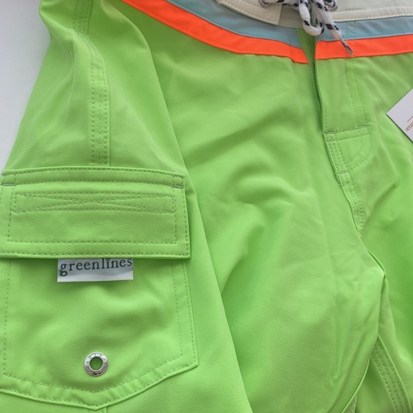 Boy's Bonfire Boardshort in Lime Green Eco Stretch - Size 10 - Picture 3 of 4
